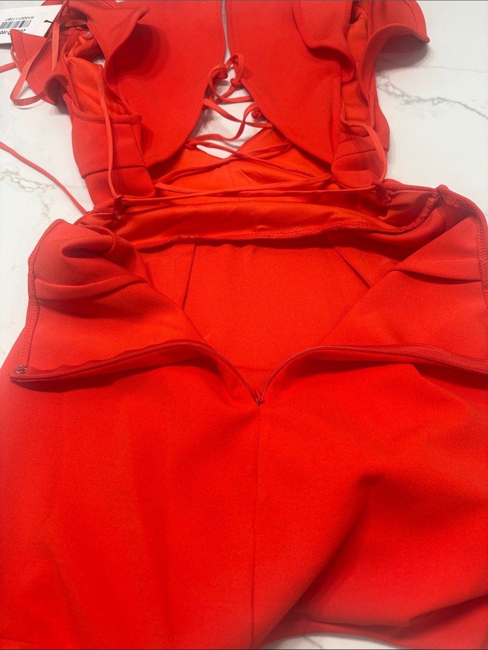 Hello Molly Red Lace-Up Backless Ruffle Hem Mini Dress - Picture 5 of 11